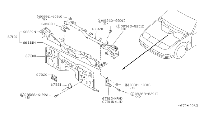 1996 Nissan 300ZX Dash Panel & Fitting Diagram