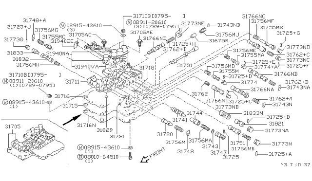 1995 Nissan 300ZX Control Valve Assembly Diagram for 31705-52X03