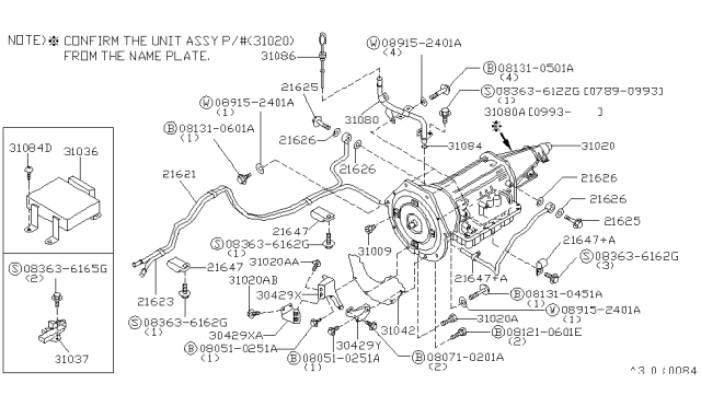 1991 Nissan 300ZX Automatic Transmission Diagram for 31020-45X13