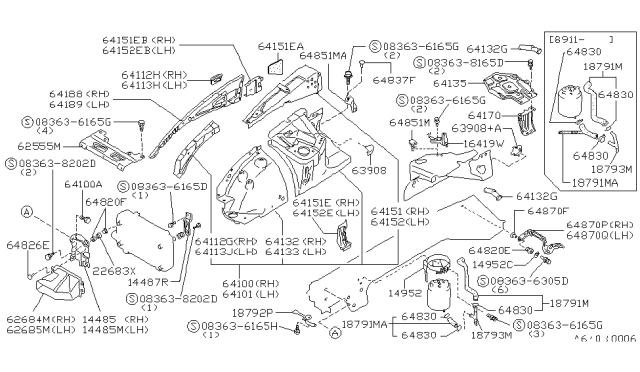 1995 Nissan 300ZX Hood Ledge & Fitting Diagram 4