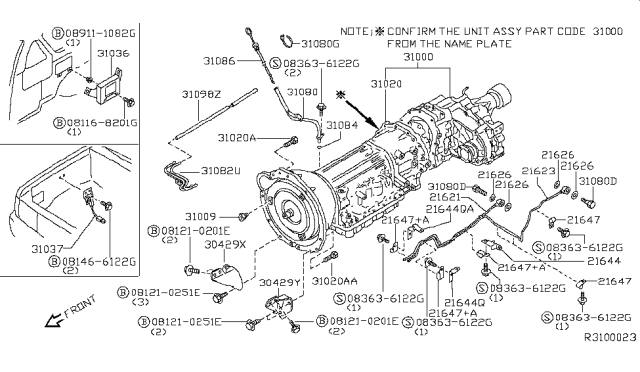 2001 Nissan Xterra Automatic Transmission Diagram for 310C0-4EX21