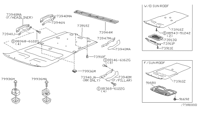 2002 Nissan Xterra Grip Assembly-Assist Diagram for 73940-7Z010