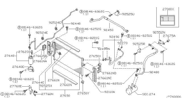 2002 Nissan Xterra Condenser,Liquid Tank & Piping Diagram 5