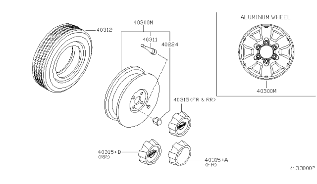 2003 Nissan Xterra Wheel Assy-Disk Diagram for 40300-ZD216