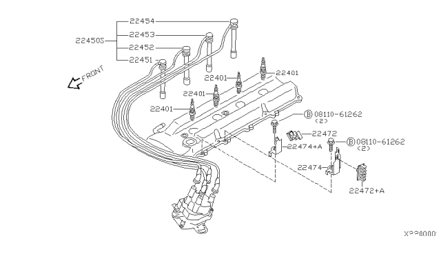 2000 Nissan Xterra Spark Plug Diagram for 22401-9E014