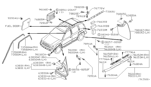 2003 Nissan Xterra Body Side Fitting Diagram