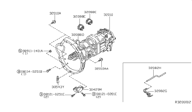 2004 Nissan Xterra Manual Transmission Assembly Diagram for 320B0-5S710