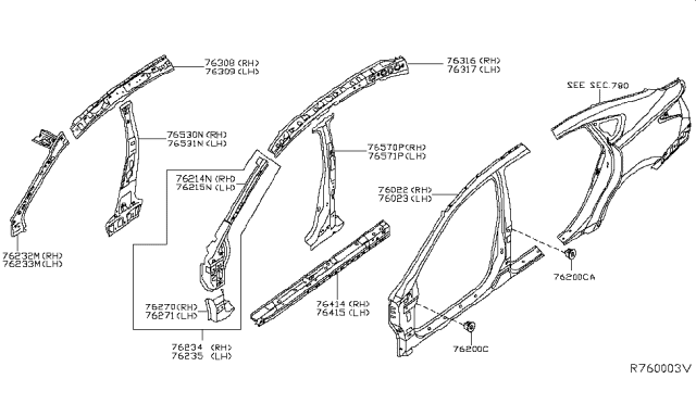 2015 Nissan Sentra Pillar Assy-Center,Inner LH Diagram for G6531-3SGMA