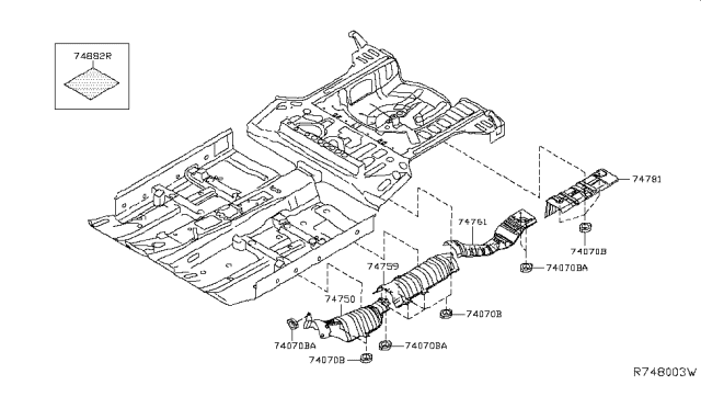 2015 Nissan Sentra INSULATOR-Heat,Front Floor Diagram for 74758-3DB0A
