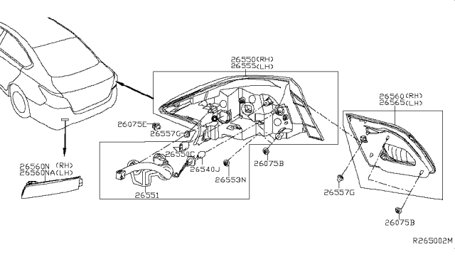 2015 Nissan Sentra Combination Lamp Assy-Rear,RH Diagram for 26550-3YU5A