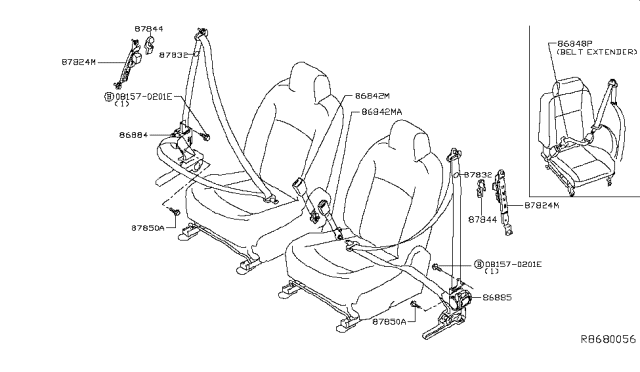 2019 Nissan Sentra Front Seat Belt Diagram