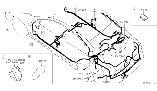 Harness Assembly-Body Diagram for 24014-9AR3A