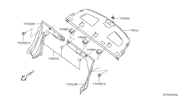2014 Nissan Sentra Finisher-Rear Parcel Shelf Diagram for 79910-3SG7A