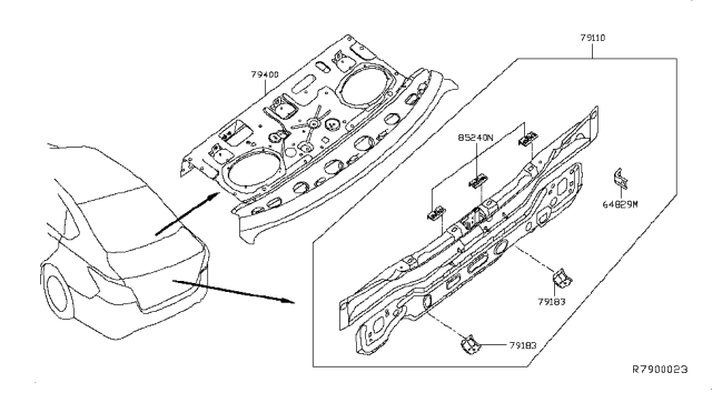 2015 Nissan Sentra Rear,Back Panel & Fitting Diagram 1