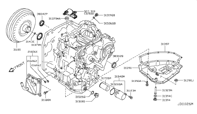 2013 Nissan Sentra Converter Assembly-Torque Diagram for 31100-3JX7A