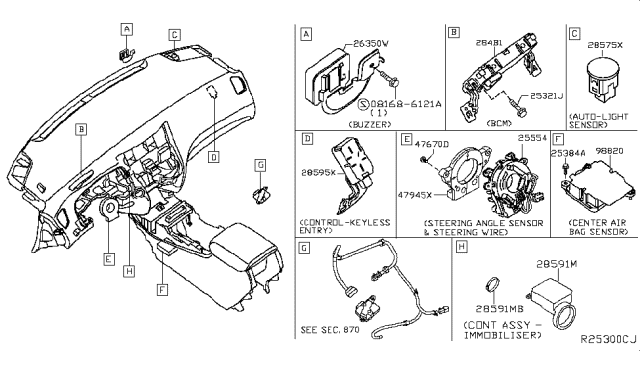 2014 Nissan Sentra Sensor-Side AIRBAG Center Diagram for 98820-3RD9B
