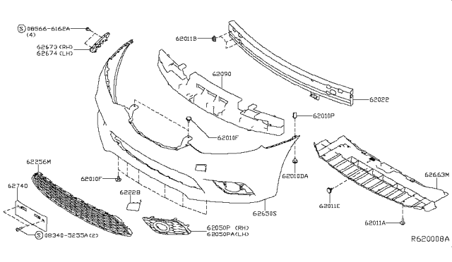 2015 Nissan Sentra Finisher-Front Bumper Diagram for 62257-3RM0A