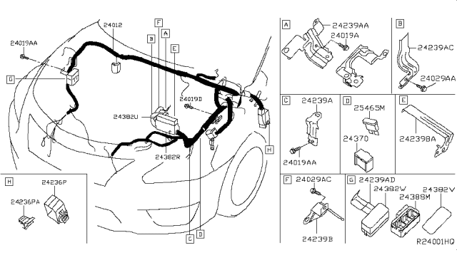 2016 Nissan Sentra Harness Assy-Engine Room Diagram for 24012-3SG0B