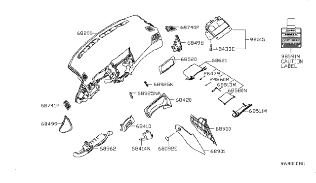2013 Nissan Sentra Lid-Cluster Diagram for 68260-3SG0A