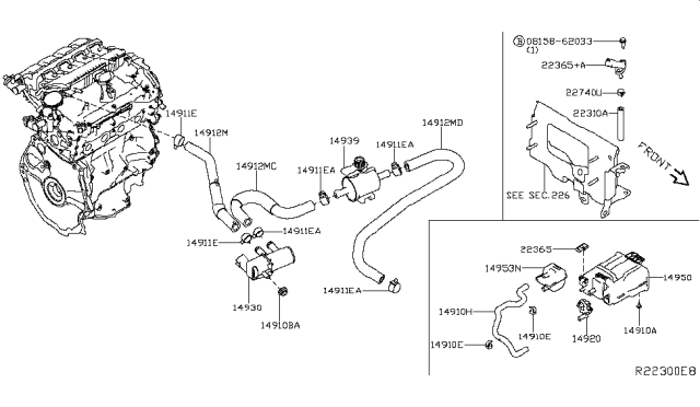2018 Nissan Sentra Tube-Anti Evaporation Control Diagram for 14912-3RC0A