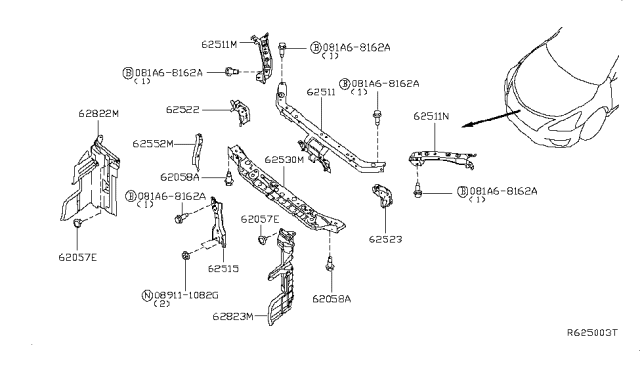 2016 Nissan Sentra Guide-Air,Front RH Diagram for 62822-3SH0A