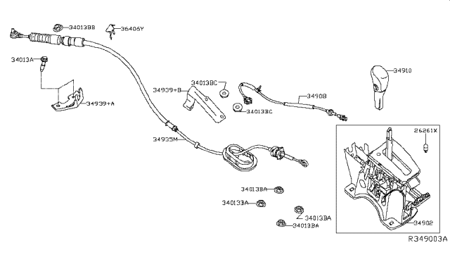 2015 Nissan Sentra Transmission Control Device Assembly Diagram for 34901-3SC2B