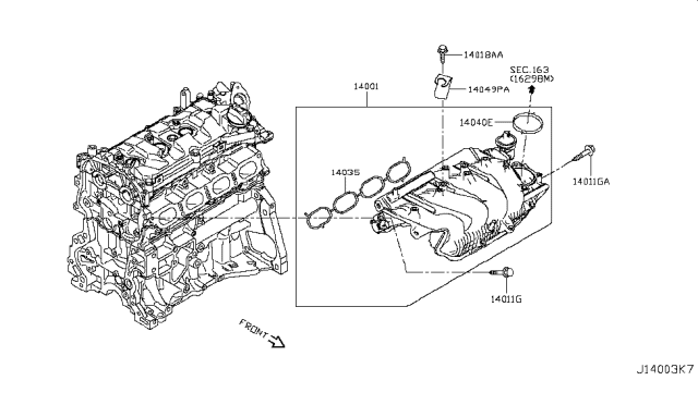 2016 Nissan Sentra Gasket-Manifold To Cylinder Head Diagram for 14035-3RC1A