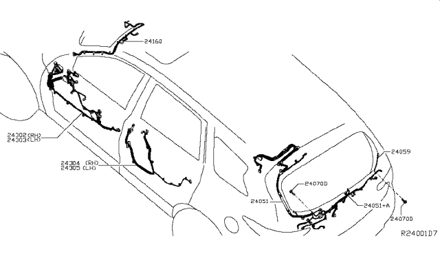 2019 Nissan Pathfinder Harness Assembly-Door Front RH Diagram for 24124-9PR3E