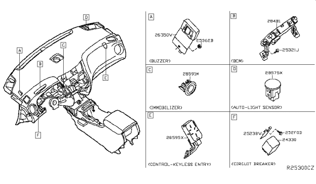 2014 Nissan Pathfinder Body Control Module Assembly Diagram for 284B1-3JA1D