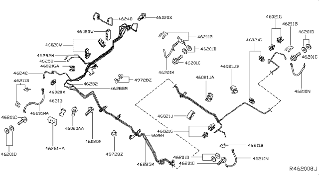 2015 Nissan Pathfinder Brake Piping & Control Diagram 2