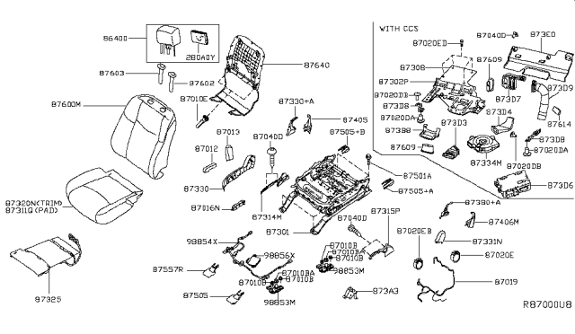 2013 Nissan Pathfinder Sensor-OCCUPANT Diagram for 98853-3JA0A