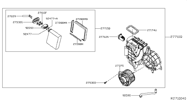 2015 Nissan Pathfinder Blower Assembly Rear Diagram for 27375-3KA0A