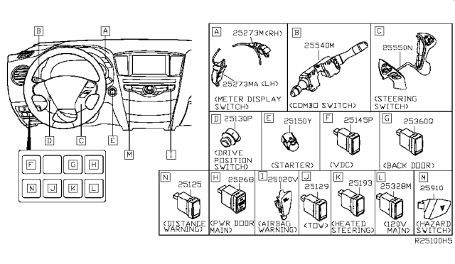 2016 Nissan Pathfinder Switch Assy-Steering Diagram for 25550-9PJ2A