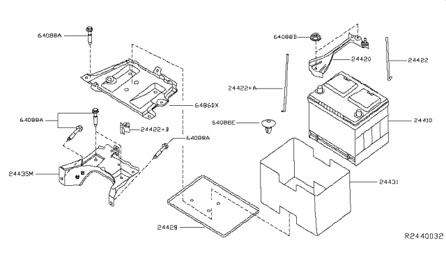 2014 Nissan Pathfinder Tray-Battery Diagram for 24428-3Z000