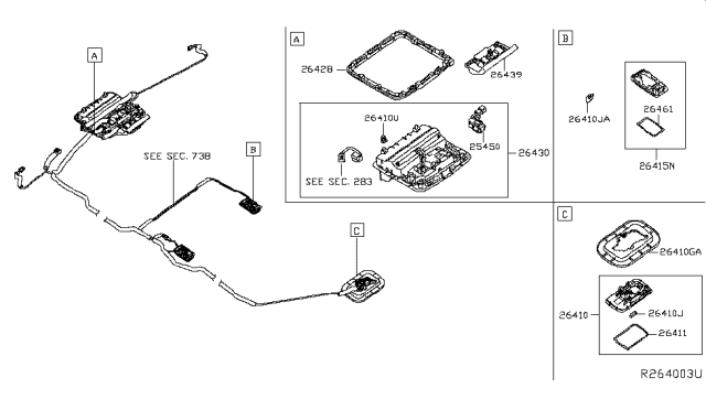 2014 Nissan Pathfinder Map Lamp Assy Diagram for 26430-4GB1A