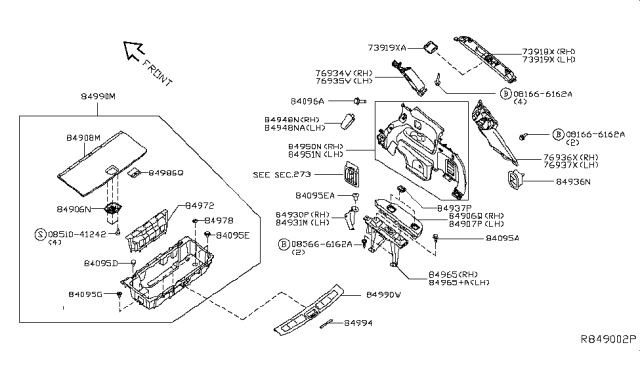 2019 Nissan Pathfinder GARNISH-Back Pillar,LH Diagram for 76937-3KA2B