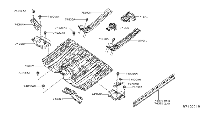 2017 Nissan Pathfinder STIFFENER-Front Side Member,RH Diagram for G5190-9NJMA