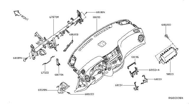 2016 Nissan Pathfinder Air Bag Assist Module Assembly Diagram for 98515-9PJ8A