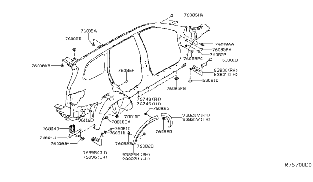 2018 Nissan Pathfinder Drafter-Air Diagram for 76804-5AA1A