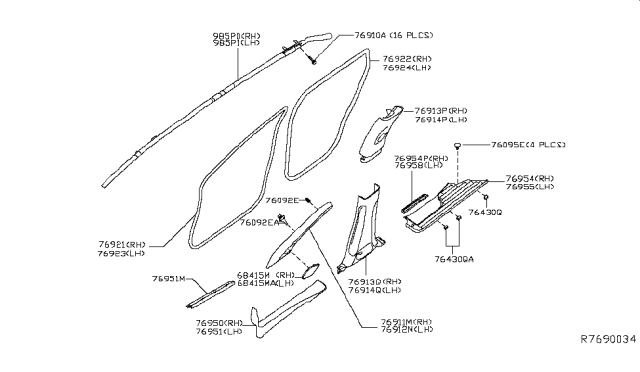 2018 Nissan Pathfinder Body Side Trimming Diagram