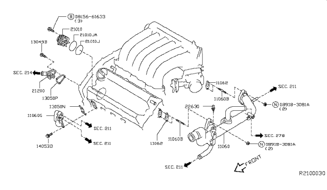 2017 Nissan Pathfinder Water Pump, Cooling Fan & Thermostat Diagram 3