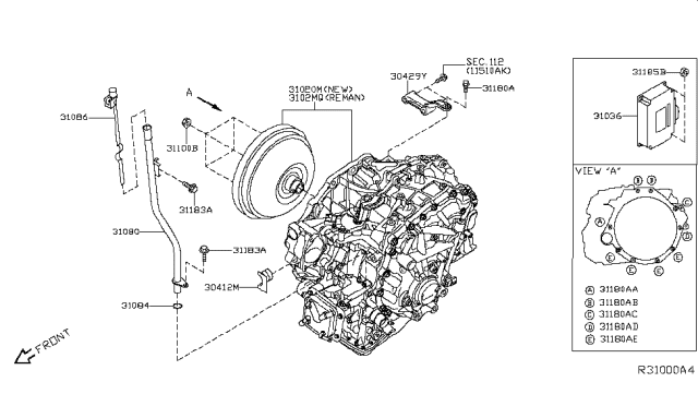 2014 Nissan Pathfinder Auto Transmission,Transaxle & Fitting - Diagram 4