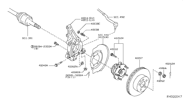 2017 Nissan Pathfinder Bolt-Stopper Diagram for 40038-JA000
