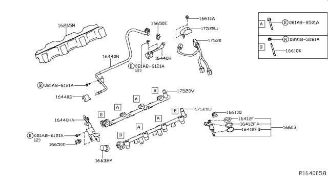 2017 Nissan Pathfinder Tube Assembly Fuel Diagram for 17520-6KA0D