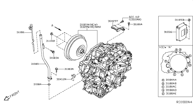 2014 Nissan Pathfinder Auto Transmission,Transaxle & Fitting Diagram 2