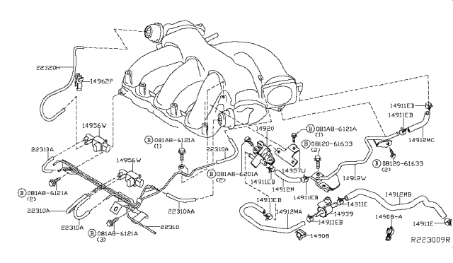 2016 Nissan Pathfinder Engine Control Vacuum Piping Diagram 4