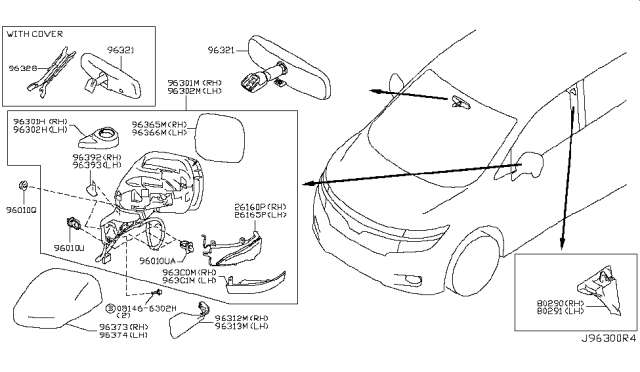2016 Nissan Quest Mirror Inside Cover Diagram for 96329-JA00A