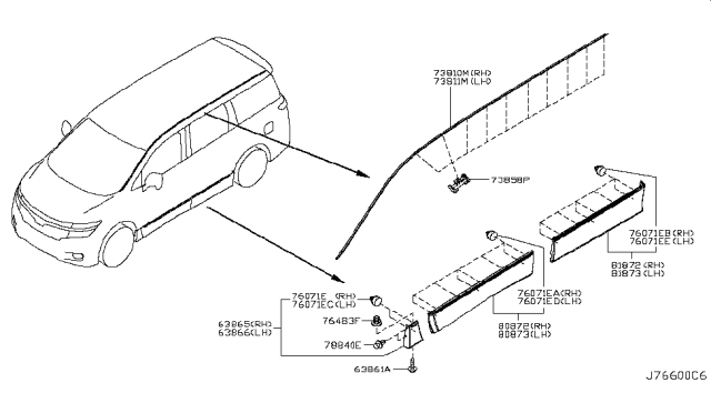 2015 Nissan Quest Body Side Molding Diagram