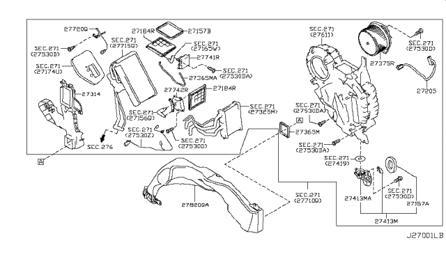 2012 Nissan Quest Mode Actuator Assembly Diagram for 27741-1JA0A