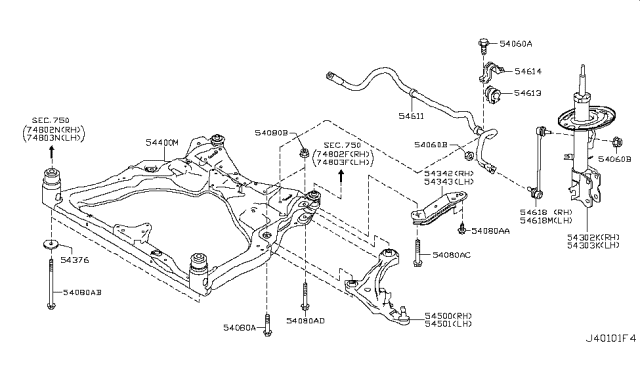 2012 Nissan Quest Stopper-Insulator,Rebound RH Diagram for 54340-1AA0B